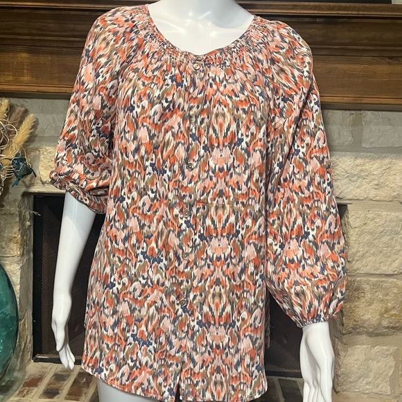 Sundance Ikat print Silk Blouse - Picture 5 of 14